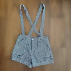 黒白ストライプ サスペンダー付き ショートパンツ 140