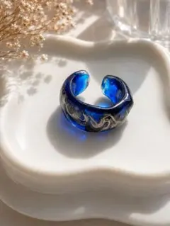 ディープブルー シルバーニュアンスイヤーカフ