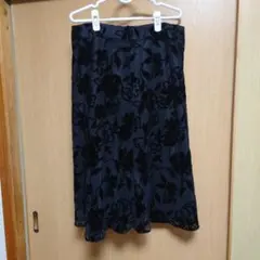 23区　フラワーレース フレアスカート　 黒