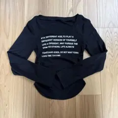 SHEIN トップス ブラック 長袖 カットソー
