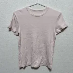 ユニクロ M ソフトリブクルーネックT ピンク 上品で女性らしい春夏定番