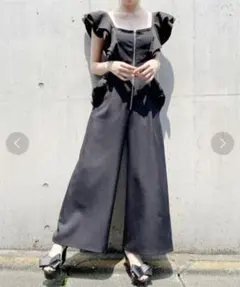 lilLilly リルリリー フリルワイドサロペット　オールインワンのサムネイル