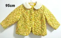 95cm 花柄 ジャケット イエロー 黄色 アウター 冬 女 コート ファー
