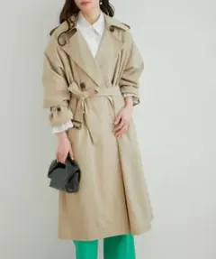 VIS 【撥水・花粉ガード】ロングトレンチコート　ベージュ　Sサイズ