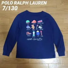 ポロラルフローレン7/130　プリント長袖Tシャツ　ネイビー　キャンプリスト