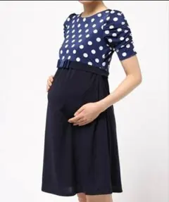 スウィートマミー マタニティー 授乳服 ドット柄 ワンピース ストレッチ とろみ