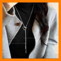 ハート Y字 ネックレス 韓国風 上品 シンプル 細見え こなれ感