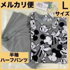 新品★ミッキー★半袖ハーフパンツ★パジャマ★グレー★ルームウェアセットＬサイズ