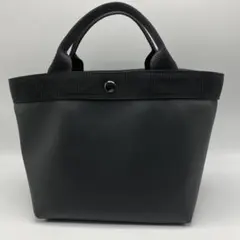 ハンドメイド　ブラック　フェイクレザー　S舟形トートバッグのサムネイル