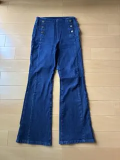 MAJESTIC LEGON フロントボタン フレアデニムパンツ インディゴのサムネイル