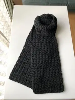 【ハンドメイド】V字模様のマフラー❤️秋冬大活躍　男女兼用　★ブラック