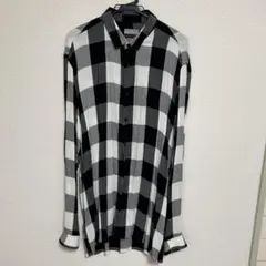 ZARA MAN チェック柄 長袖シャツ ブラック・ホワイトXL