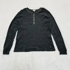希少XXL長袖★DIESEL ディーゼル ヘンリーネックカットソーロンT グレー