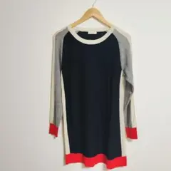 ポールスミス ミニワンピース チュニック M ウール混 薄手ニット 春秋 配色のサムネイル