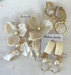 3点セット　592 ハンドメイド　樹脂　金属　ピアス　イヤリング　まとめ売り