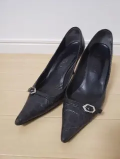 ダイアナ パンプス 黒ダイアナ クロコカタオシ 型押し 23㎝