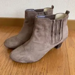 ブラウン スエード サイドゴア ショートブーツ