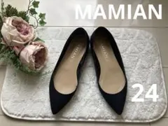 MAMIAN スエードフラットパンプス　黒　24センチのサムネイル