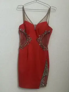 IRMA オレンジ ミニドレス ビジュー　キャバ嬢　キャバドレス