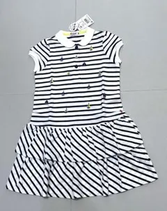 新品 ミキハウス 鹿の子 ティアード ボーダー ワンピース 120 日本製