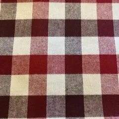 先染め生地（赤×茶×ベージュのブロックチェック柄ツイル）