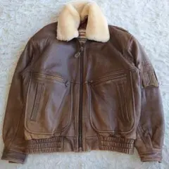 G-1 ミリタリー フライトレザージャケット 羊革 襟ボア L