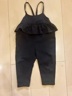 FITH 黒 フリル付きオーバーオール サスペンダー