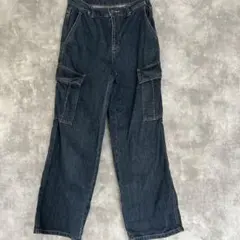 GU★ダークデニム カーゴパンツ ワイドレッグ★