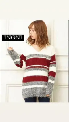 ボーダー柄ニットトップス