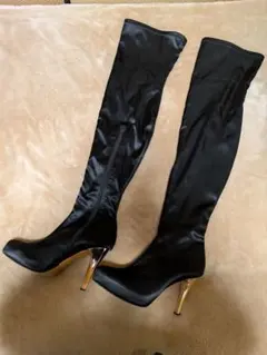 Radyブラックサテンニーハイブーツ