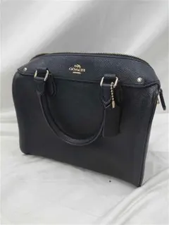 コーチ サフィアーノレザー 2WAYハンドバッグ ブラック系 レディース