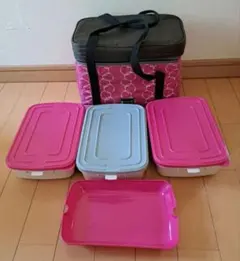 3段プレート弁当箱セット 保冷バッグ付き(運動会等に最適)