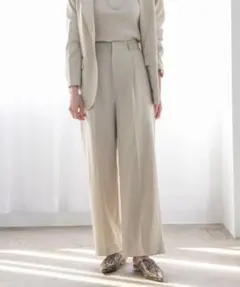 LOWRYS FARM リネンライクパンツ ワイドスラックス 美脚 淡色コーデ