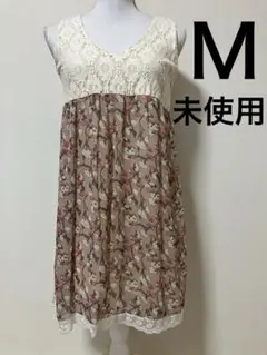 未使用　ノースリーブ　ミニワンピース　レース　花柄　Ｍ