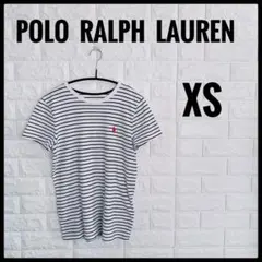 ポロラルフローレン　ボーダー柄　T シャツ　紺/白　半袖　ロゴ刺繍　XS