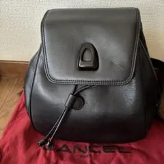 ランセル　黒レザー巾着型リュックのサムネイル