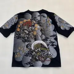 FUGUTAITEN 不俱戴天 花柄刺繍シャツ 黒 XXL メンズ 和柄