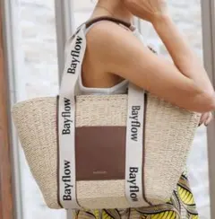 BAYFLOW ロゴテープPPトート かごバッグ ブラウン ベージュ