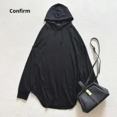 コンファーム 長袖ロングパーカー ラウンドヘム カットソー 体型カバー M