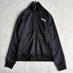 美品✨ PUMA プーマ ドット柄トラックジャケット ジャージ 黒ピンク S