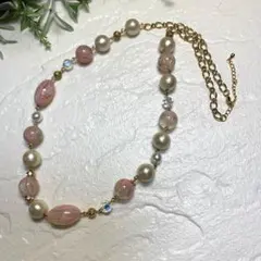 ピンクロングネックレス(ハンドメイド) 新品