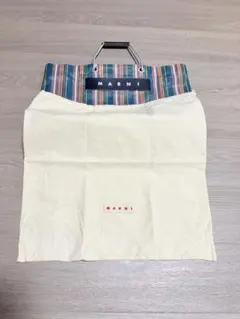 【美品】MARNI マルニ　 ストライプ トートバッグ　グリーンのサムネイル