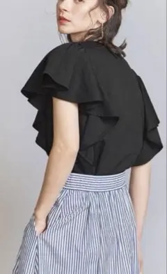 BEAUTY&YOUTH ポンチ ラッフルスリーブカットソー