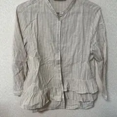 ZARA ストライプ フリル 長袖シャツ M