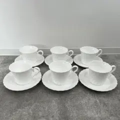 美品 NIKKO ニッコー カップ&ソーサー 6客セット ホワイト 白 波型