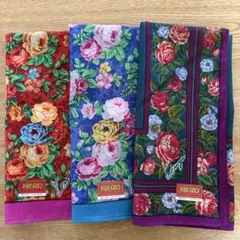 【新品未使用】KENZO／フラワープリント ハンカチ3枚セット