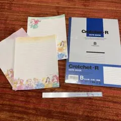 文房具セット　ノート　3冊　便箋のみ　定規　ディズニー　アナ雪　アリエル　ベル