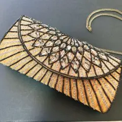 アールデコ風ビーズクラッチバッグ　チェーンバック　24㎝