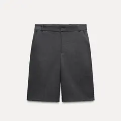 ザラ ZARA ハイウエスト フローイング バミューダパンツ S グレー