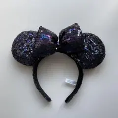 ディズニー　ミニーマウス　スパンコール　カチューシャ 群青色